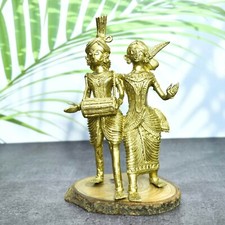 Indian Brass Home/Office Decor, Dhokra Art Tribal Couple Art, Showpiece, Gift