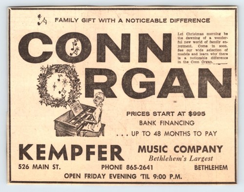 1963 conn organ - kemper, music