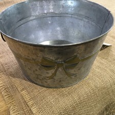 Large Zinc Bowl. Cristmas ice bucket. Sweet holder. Tree bucket.