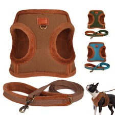 Plush Dog Winter Harness and Leash Set Breathable Pet Vest Warm Fleece Lined