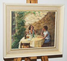 Pat Maclaurin (1933-2022) (New Zealand) Oil Painting Women & Mediterranean Lunch