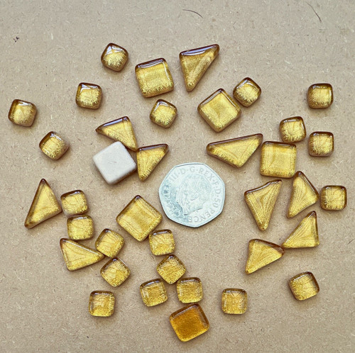 Gold glass mosaic tiles 1x1cm - glass,
