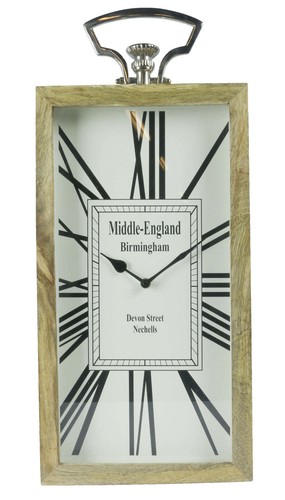 55cm wooden desk clock - 55cm, mango