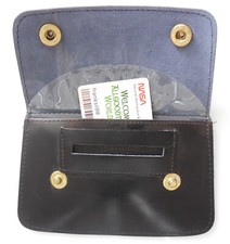 HARD LEATHER TOBACCO pouch wallet holder rolling tin double stud press closure