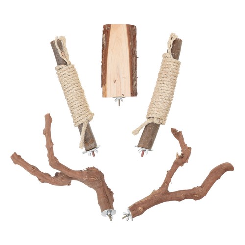 Pcs parrot perch set natural - 5,