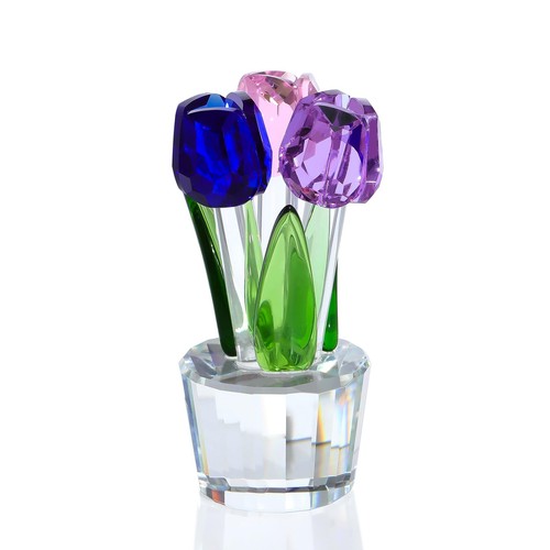 Crystal colorful tulips flower - colorful,