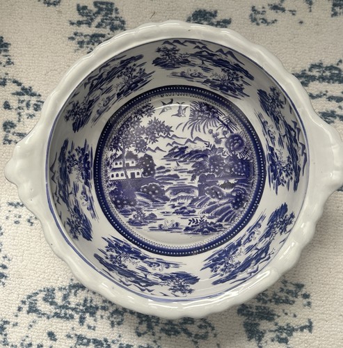 Large blue white bowl - white,