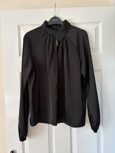 Shein black satin top size - black,