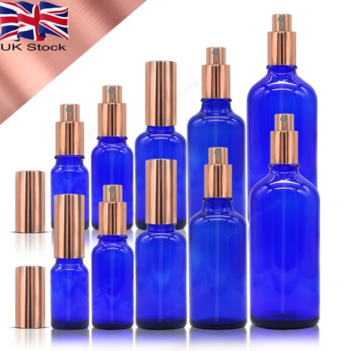 Blue glass bottle with rose - glass,