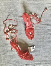 Zara Red Strappy Sandals With