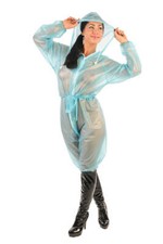 PVC Full Suit Rain Suit Rubber Size M-2XL Blue Transparent