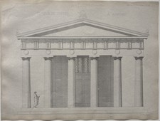 Antique Greek Architectural Engraving Temple of Theseus Columns Athens 1868
