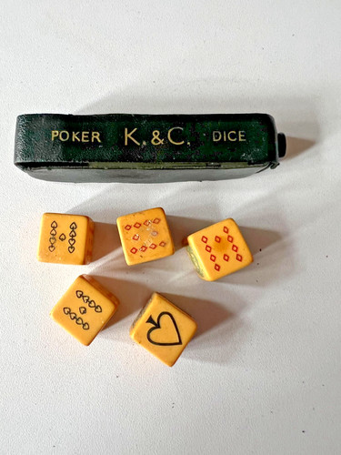 Vintage poker dice with - dice,