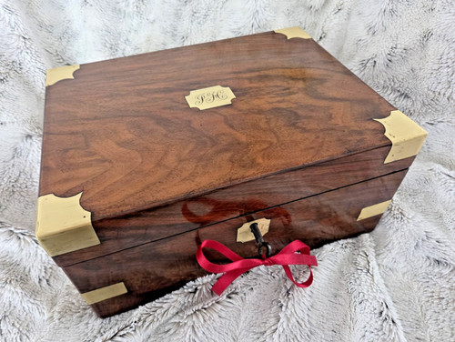 Antique brass bound walnut - brass,