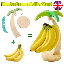 Banana Tree Holder Hanger Natural Wooden Grapes Fruit Stand Wooden Chrome Hook