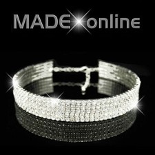 Stretchy Choker Necklace, Silver Plated Diamante Diamonte Bling