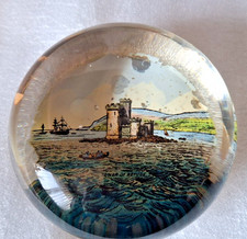 Antique Victorian TOWER OF REFUGE Douglas Bay glass paperweight c1880s