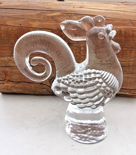 Glass rooster paperweight - glass, 14cm