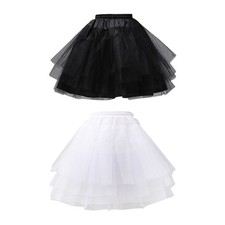 Women Girls Solid Color Ballet Tulle Short Crinoline Petticoat Multi Layered Bal