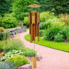 Bamboo Wind Chimes Outdoor 30" Classic Zen Wooden Garden Windchime Home Decor