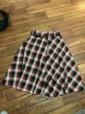 Hm Red black Tartan  Plaid Flared Midi Skirt L33 Ins. 14