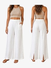 Primark White Linen Wide Leg