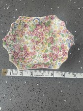 VINTAGE JAMES KENT APPLE BLOSSOM CHINTZ RECTANGULAR 6.5” X 5” TRINKET DISH