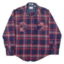 BUSH HOG Mens Flannel Shirt Blue Wool Check Long Sleeve L