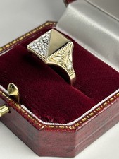 Superb Men's or unisex gift! Vintage 1988 Solid 9ct Gold gem ? signet Ring Sz T