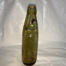 Vintage Aqua Marble Leigh & Co. Salford, 10oz Amber Codd Bottle. Globe. C.1890.