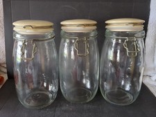 3 X VINTAGE CLEAR GLASS KILNER