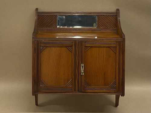 Oak and mirror wall cabinet - and,