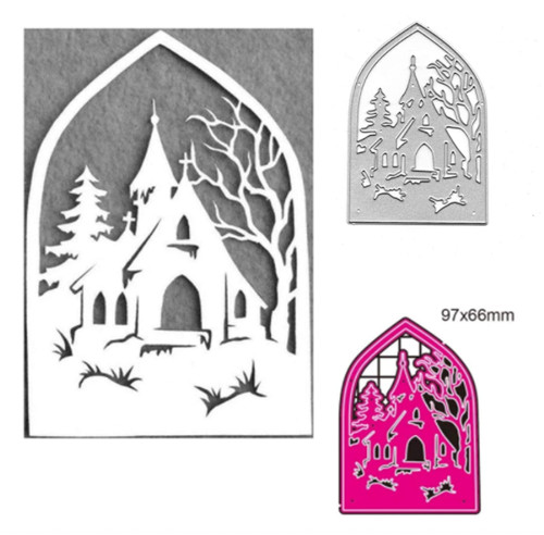 Winter house tree metal - tree,