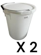 2 x 25L PLASTERERS MIXING BUCKETS PLASTERING BUILDERS WATER TUB HANDLE + LID