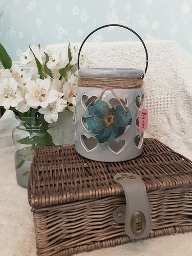 Grey ceramic candle holder - candle,