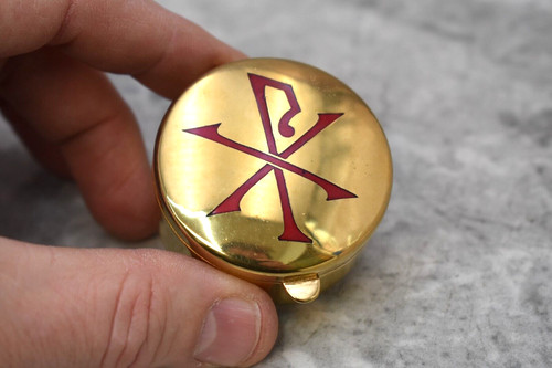 Antique enameled pyx - enameled, with