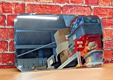 Vintage Rectangular Bevelled Edge Wall Mirror with Chain 56cm x 33cm Retro