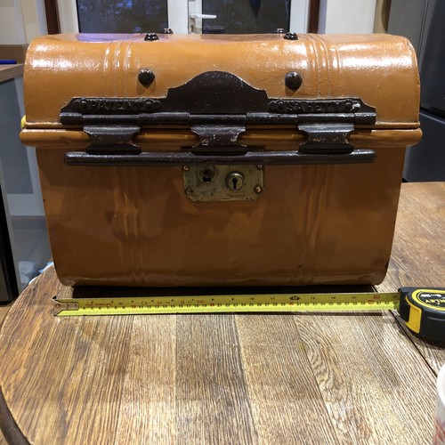 Antique tin steamer trunk - antique,