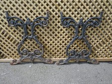 RECLAIMED VINTAGE HEAVY CAST IRON DECORATIVE DESIGN GARDEN TABLE ENDS
