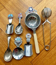 Job Lot Vintage Tea Caddy Spoons and Tea strainers (box 5)