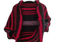 BNWOT handmade red/black  wool shoulder warmer/vest one size free postage 