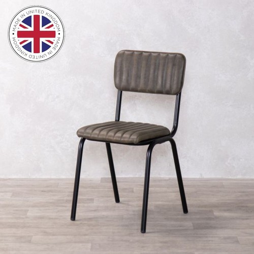 Green leather dining chair - green,