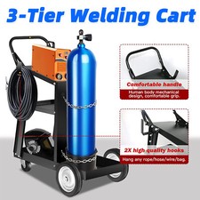 3 Tier Welding Cart Trolley Chains Plasma Cutter Mig Arc Tig Welder 80kg Storage