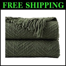 Olive Green Knit Throw Blanket