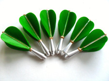 REAL FEATHER DART FLIGHTS VINTAGE STYLE  1/4 THREAD 2 1/2" STANDARD GREEN 2 SETS