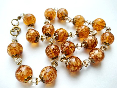 Chunky vintage murano amber - vintage,