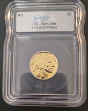 24k gold plated Buffalo Nickel