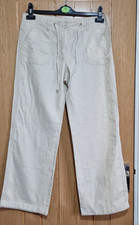 TU WOMENS 10R BEIGE WIDE LEG LINEN BLEND TROUSERS