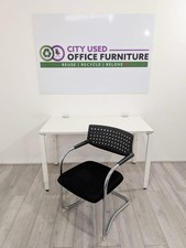 Haworth Height Settable Desk, White Top & Frame, W1200mm w/ Conference Chair,...