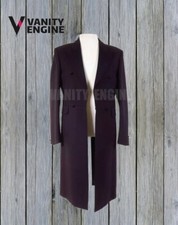 Men's Navy Blue Wool Frock Coat - Victorian-Inspired Formal Jacket